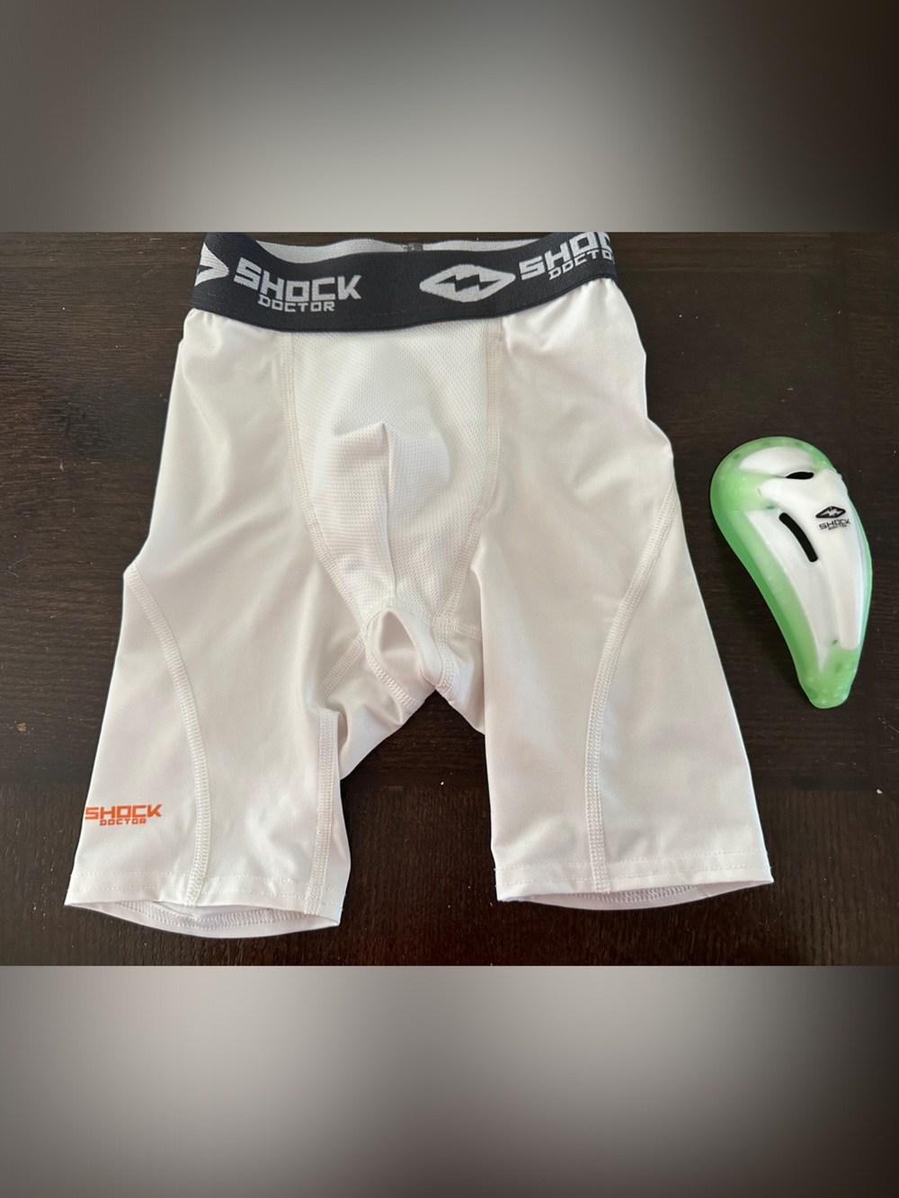 Shock Doctor Boys' White Compression Shorts with Cup Pocket
